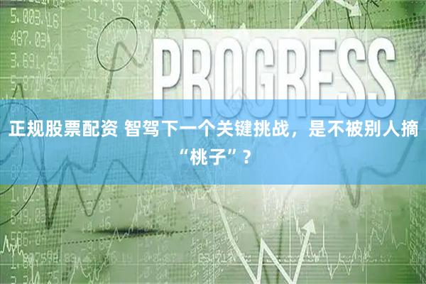 正规股票配资 智驾下一个关键挑战，是不被别人摘“桃子”？